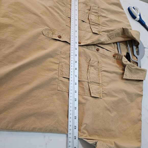 J. Crew Short Sleeve Shirt Utility Popover Size 8 Garment Dyed Cotton Poplin Kha - Picture 9 of 10
